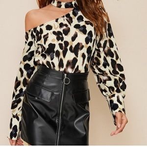 Leopard asymmetrical blouse
